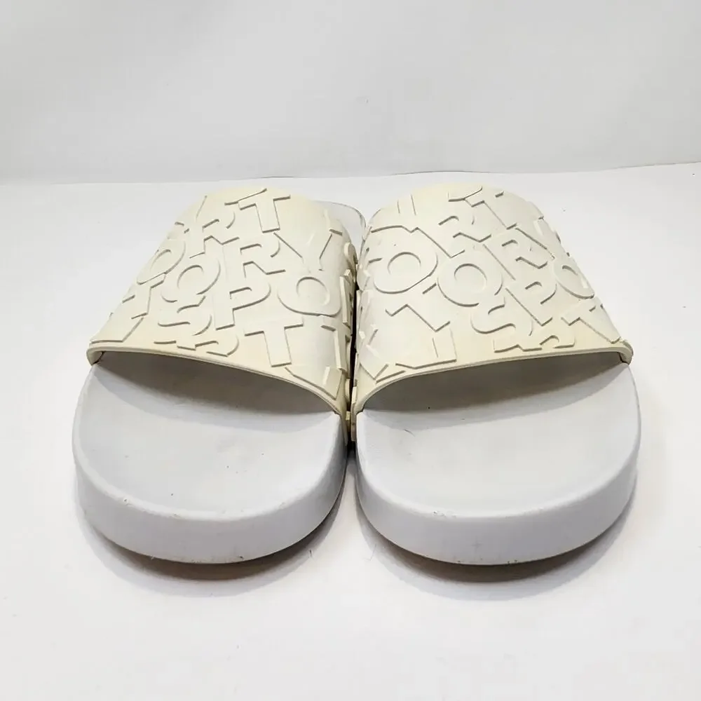 Tory Sport White Cream Embossed Logo Slide Women Size 9M Tory Burch Casual Shoe - Picture 3 of 8